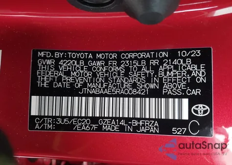 2024 Toyota Gr Corolla Premium from USA, damaged, VIN JTNABAAE5RA008421